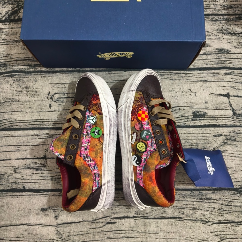 Vans Women's Multicolor Tie-Dye Canvas Sneakers with Brown Toe Caps - Picture 10 of 13